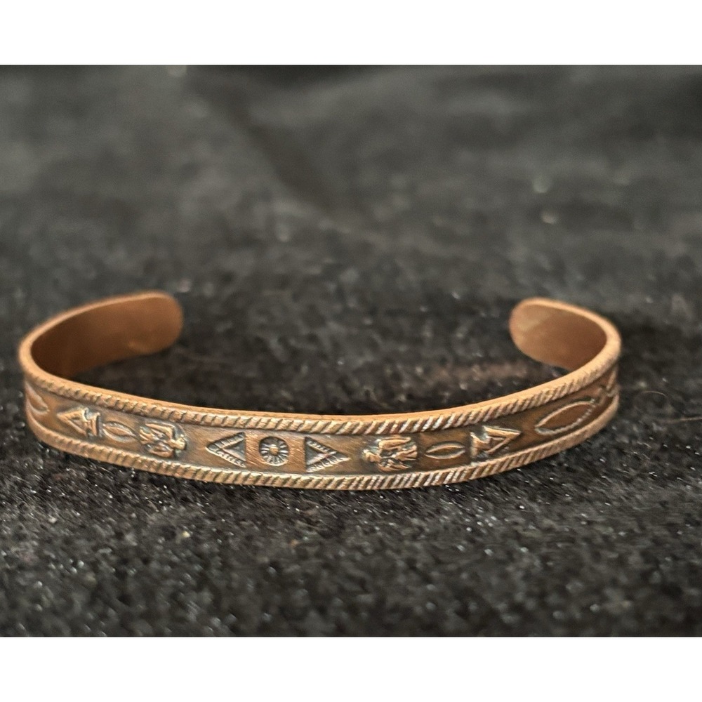 SOLID COPPER SOUTHWESTERN MOTIF DESIGN CUFF BRACELET FASHION VINTAGE